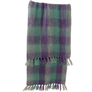 Vintage Donegal Design Women's Mohair and Wool Fringe Blanket Scarf Cottagecore